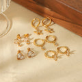 2025 Trendy Waterproof Daisy Starfish Dangle Stainless Steel Bling Zircon Earrings for Women 18k Gold Plated