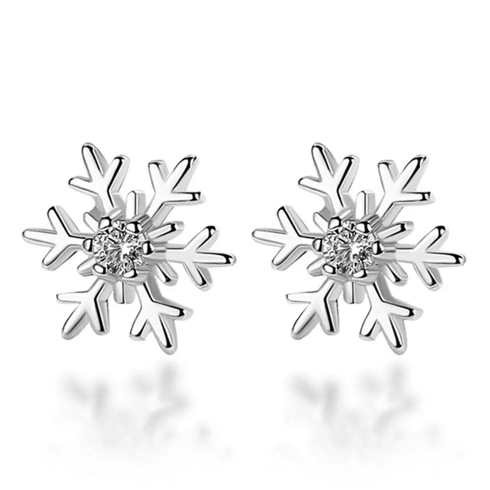 Christmas Fashion 925 Sterling Silver Snowflake Stud Earring Jewelry Studs for Women
