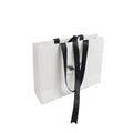 Wholesale Custom Printed Design Luxury White Gift Shopping Paper Bag with Ribbon Handle