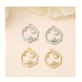 Handmade Fashion Jewelry Findings Brass Diamond-set Star and Moon Pendant Assembly DIY Necklace Bracelet Earrings Accessories