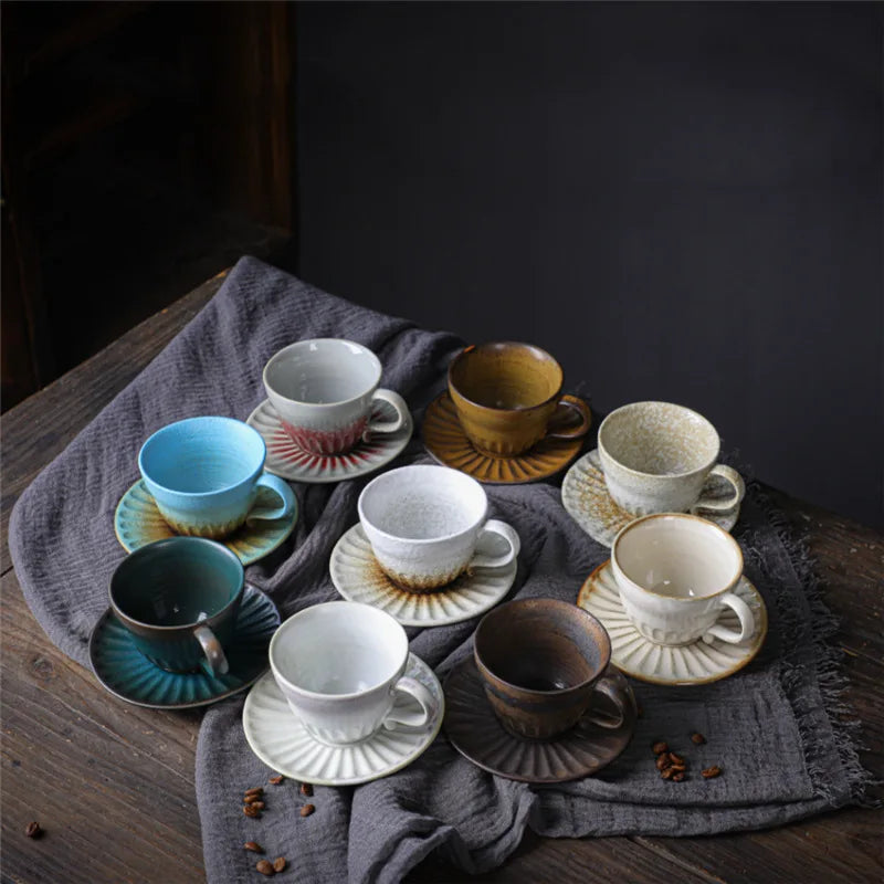 120ml Japanese Retro Creative Novelty Concentrate Porcelain Cappuccino Ceramic Coffee Tea Cup and Saucer Set
