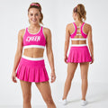 Custom Girl Dance Costume Sport Sparkling Bling Rhinestones Popular Cheerleading Warm-up Crop Top and Skirt