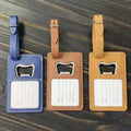 Custom Blank Laserable Leatherette Travel Accessories Premium PU Leather Metal Bottle Opener Luggage Tags for Hotel & Airline