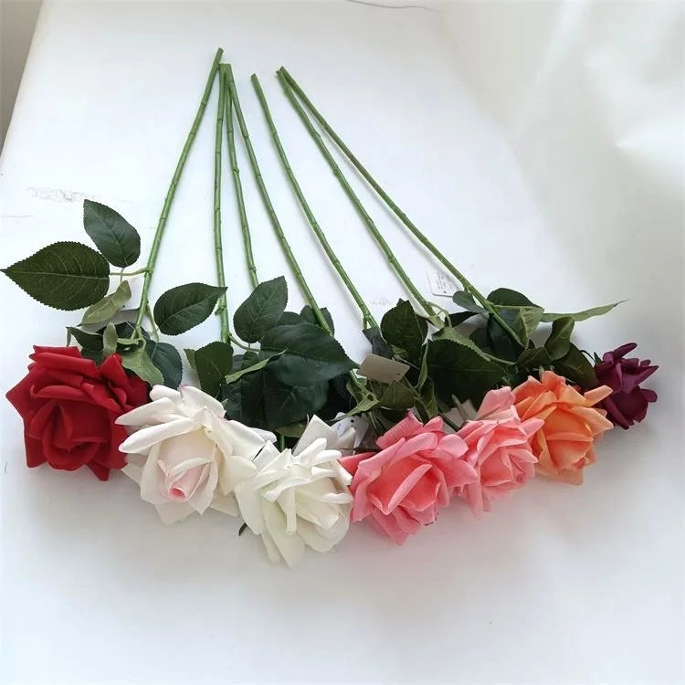 C-1355 Modern Style Real Touch  Artificial Single Rose for Home Wedding Decoration