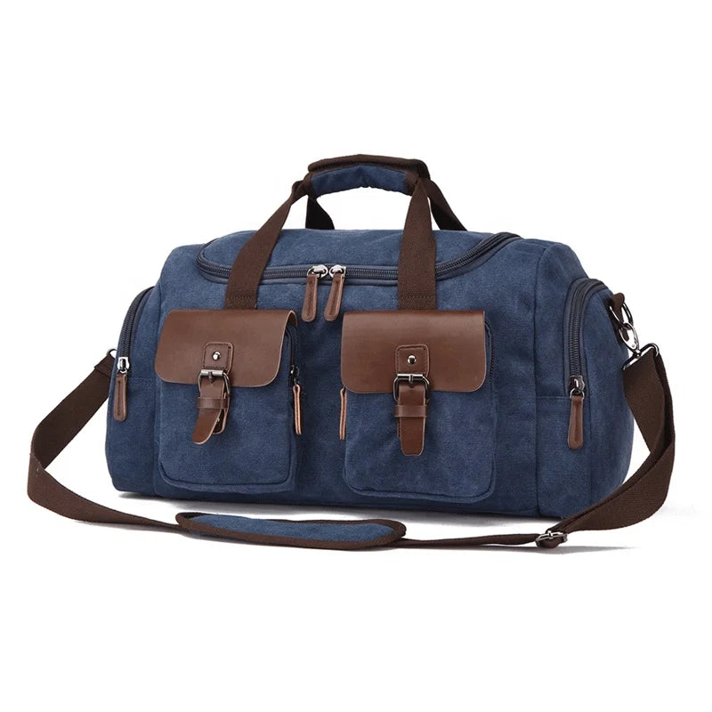 ZUOLUNDUO 16 Ounce Vintage Canvas Leather Tote Bag Multifunction Laptop Travel Duffle Zipper Foldable Organizer Dropshipping