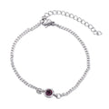 Simple Stainless Steel Silver Plated 6MM Birthstone Zircon Bracelet Titanium Steel Personalized Birthday Zircon Stone Bracelet
