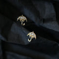 Funny Cute Designer Pure 925 Sterling Silver CZ Zirconia Small Umbrella Shaped Stud Earrings for Women Girls Jewelry