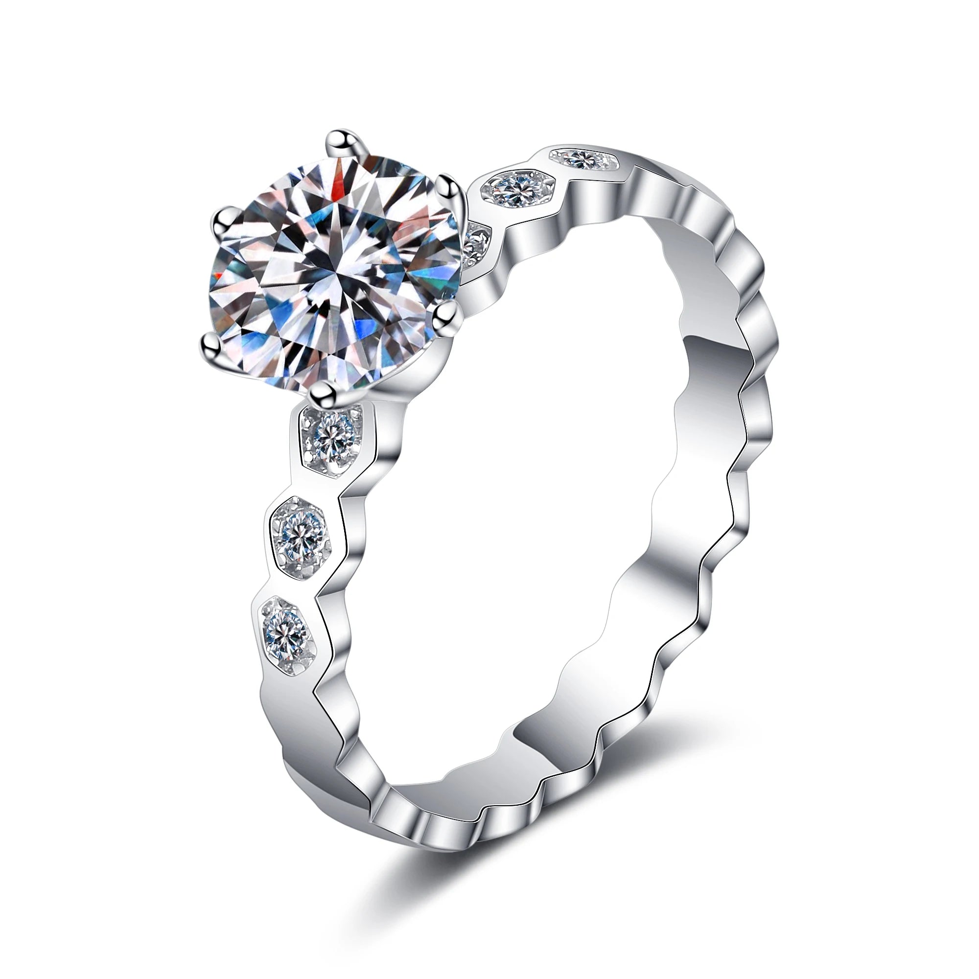 1Carat Moissanite Engagement Ring for Women Wedding Bridal Ring Eternity 925 Sterling Silver Solitaire Ring for Her