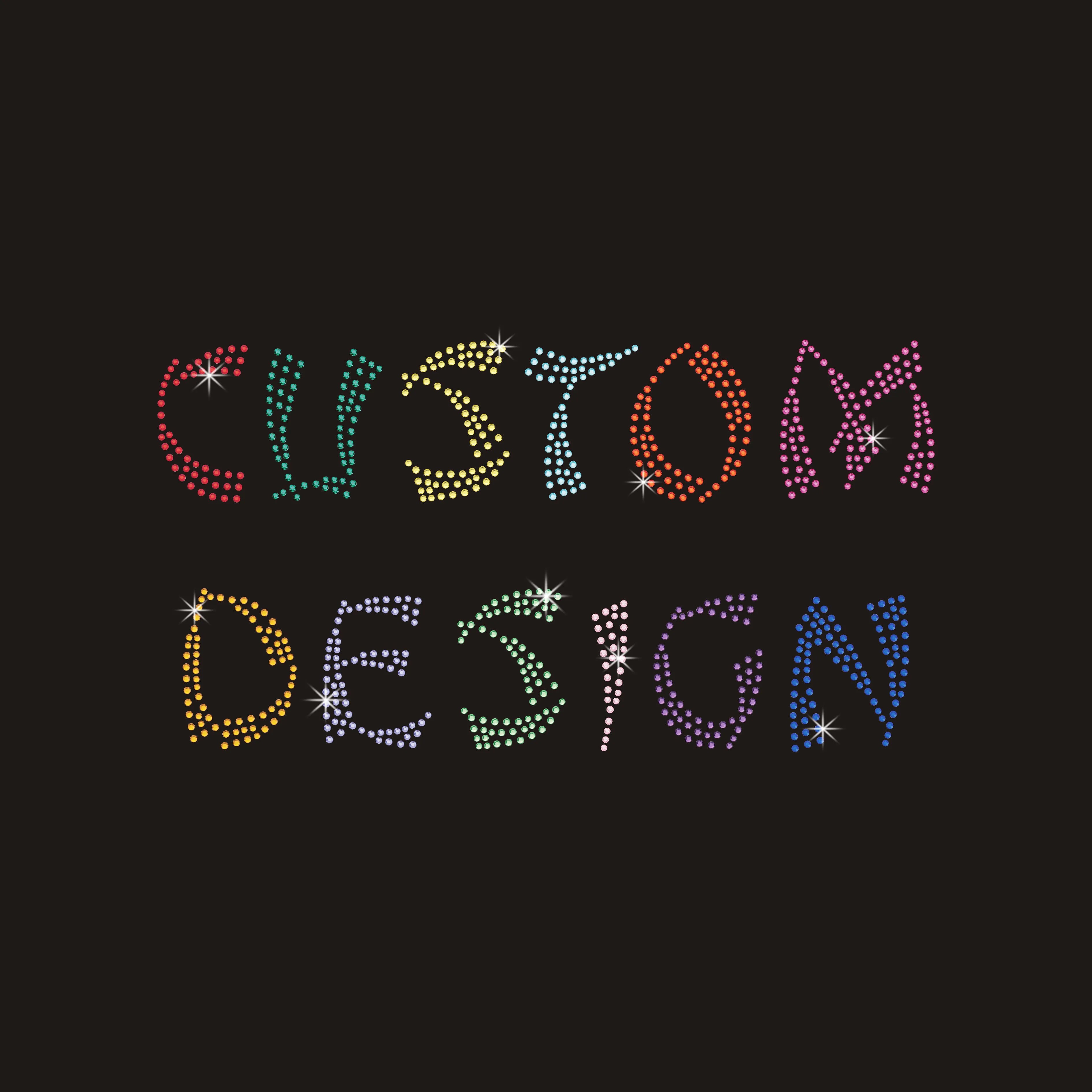 Custom Bling Rhinestone Designs or Logo Wholesale Crystal Hot Fix Rhinestone Transfer for T Shirts Hoodies Tank Tops Hat