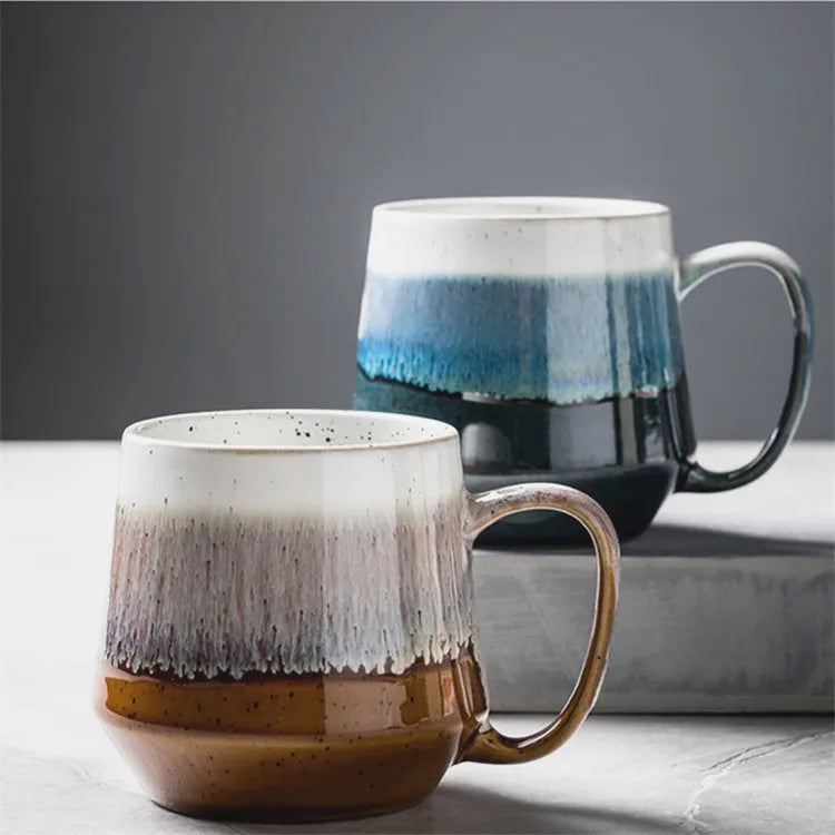 Wholesale Japanese Style Reactive Glazed Office Cup Personality Kiln Change Ceramic Coffee Mugs