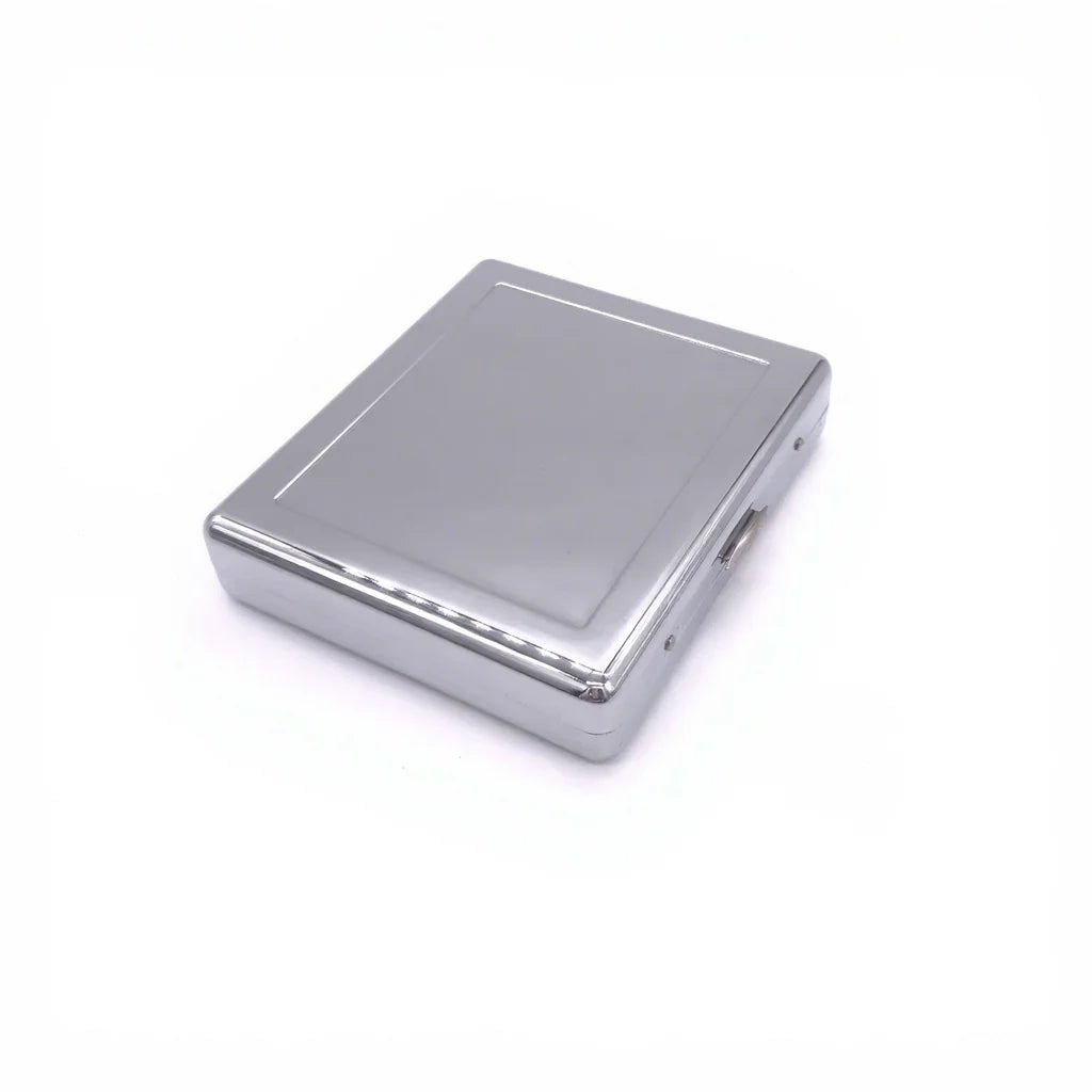 High Quality Classic Portable 8.7x9.7cm Hold 20PCS Silver Flip Square Metal Blank Cigarettes Box