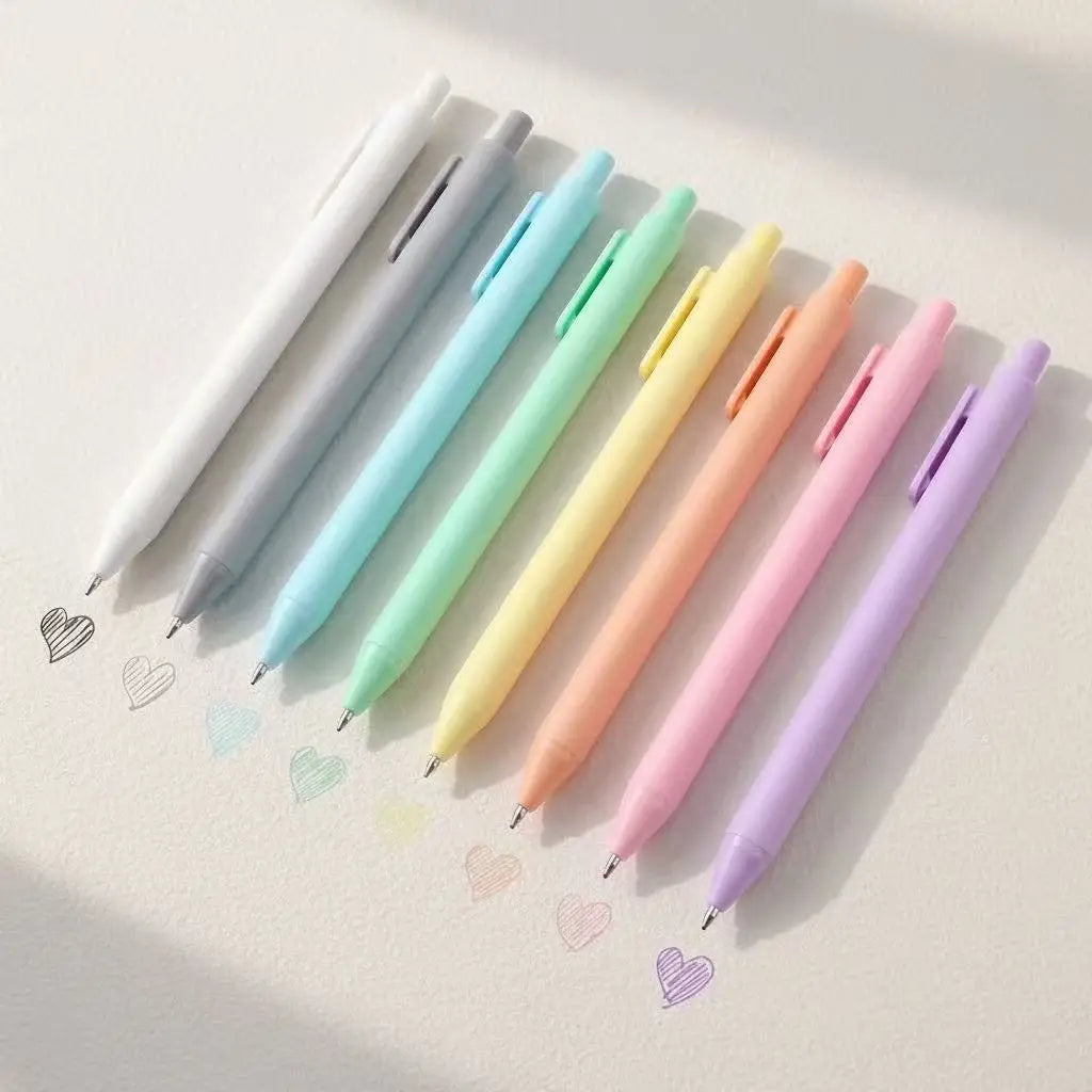 8pcs-Set Plastic Pastel Colored Gel Ink Pens 0.5mm Smooth No Bleed Soft Tip School Office Supplies Journal 8 Colors
