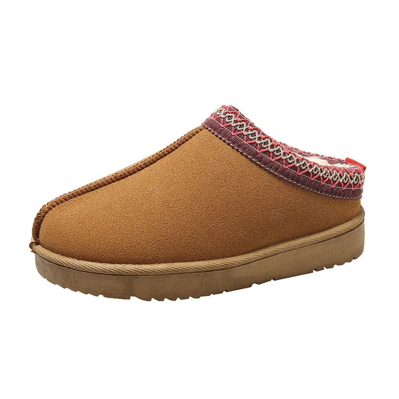 Women's Closed Toe Winter Autumn Faux Suede Plush Fur Anti-Slip Comfort Warm Indoor Outdoor for