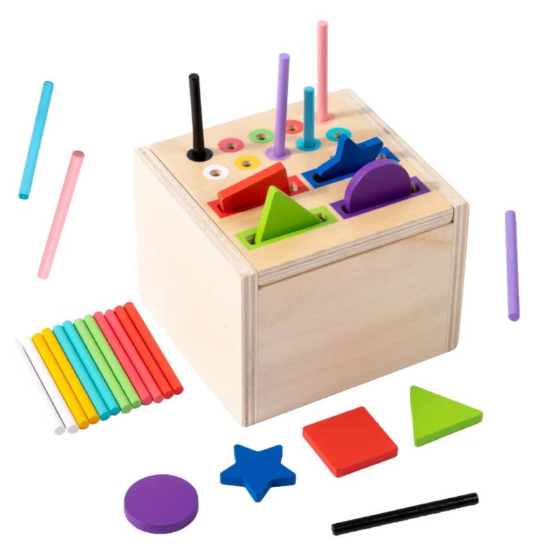 Children Montessori Educational Wooden Toy Geometrical Shape Sorter Color Classification Teaching Aids Kids Wooden Sensory Toy