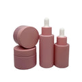 Colorful Round Shape 30ml Hair Oil Matte pink Glass Dropper Bottle 50ml Cosmetic Dropper Essential Oil Bottle and Jar for Cream