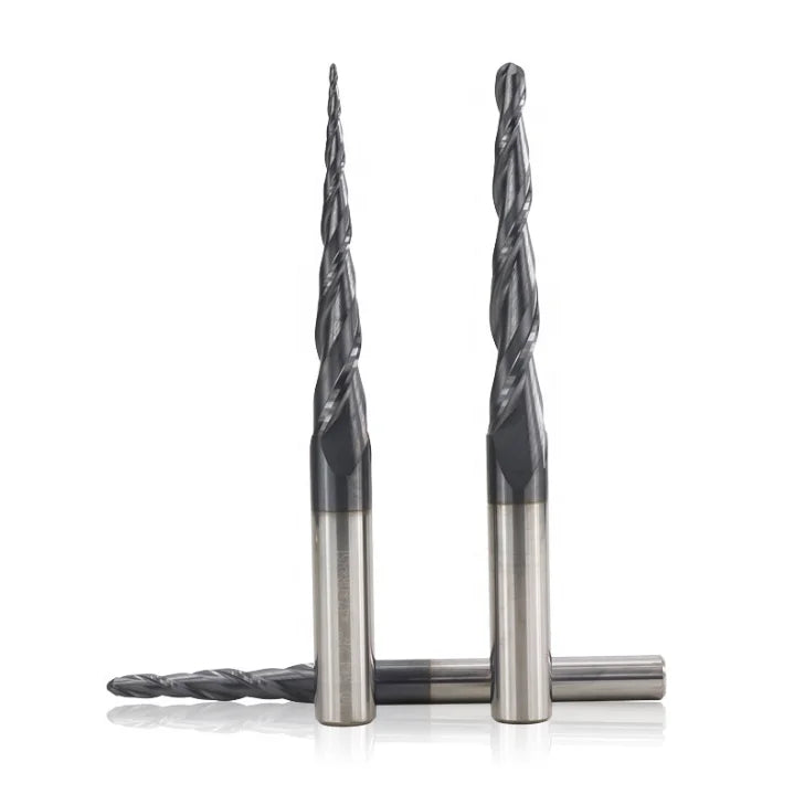 LISCA Solid Carbide Ball Nose Tapered End Mills 2 Flute Engraving Router Bits HRC55 CNC Router Bit Metal Wood Engraving Bit