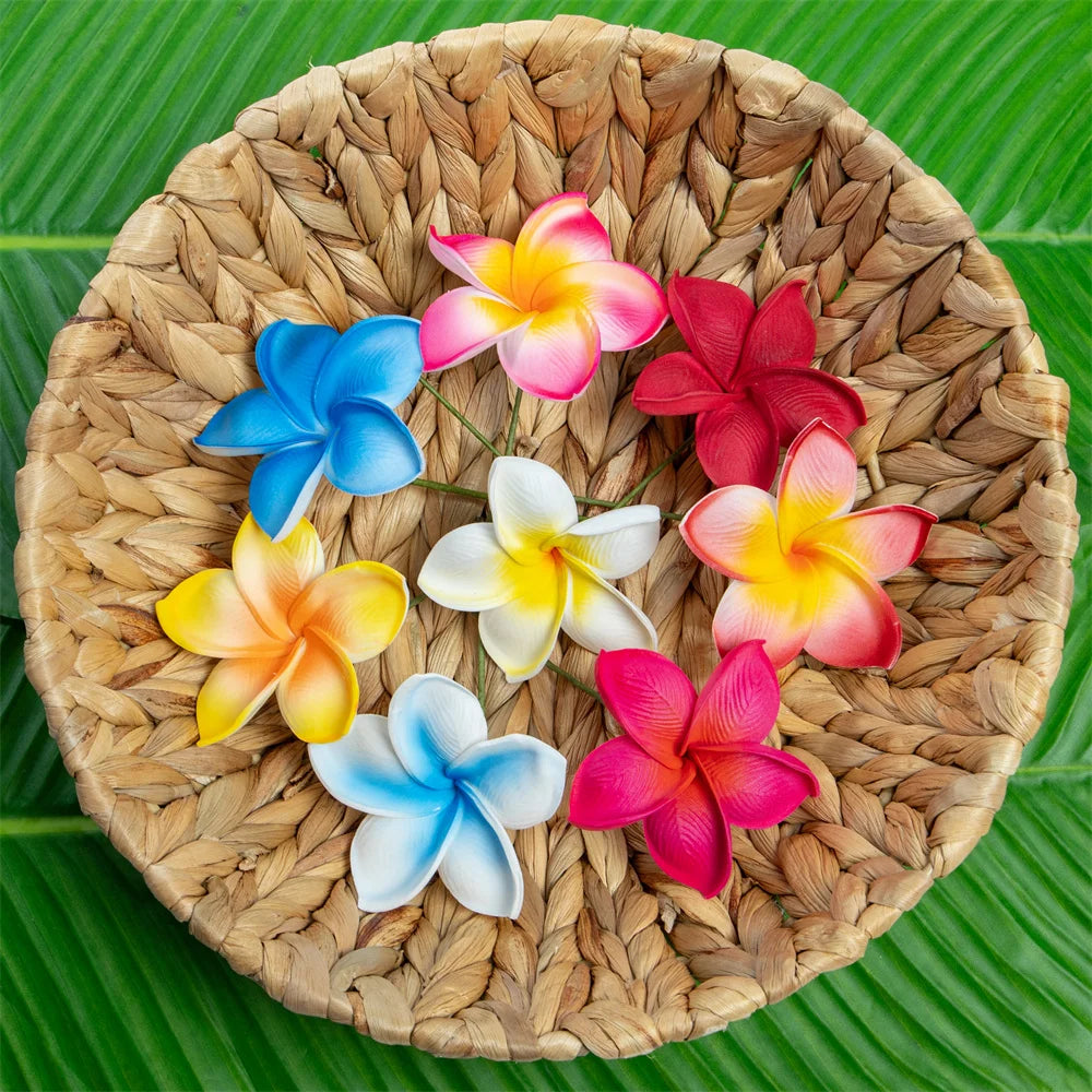 Artificial Plumeria Hair Pick Island Hawaii Frangipani Ear Pick Flower for Bride Wedding Party