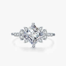 Ailmay Real 925 Sterling Silver Elegant Romantic Princess Square AAAAA Dazzling CZ Rings for Women Luxury Wedding Jewelry Gift