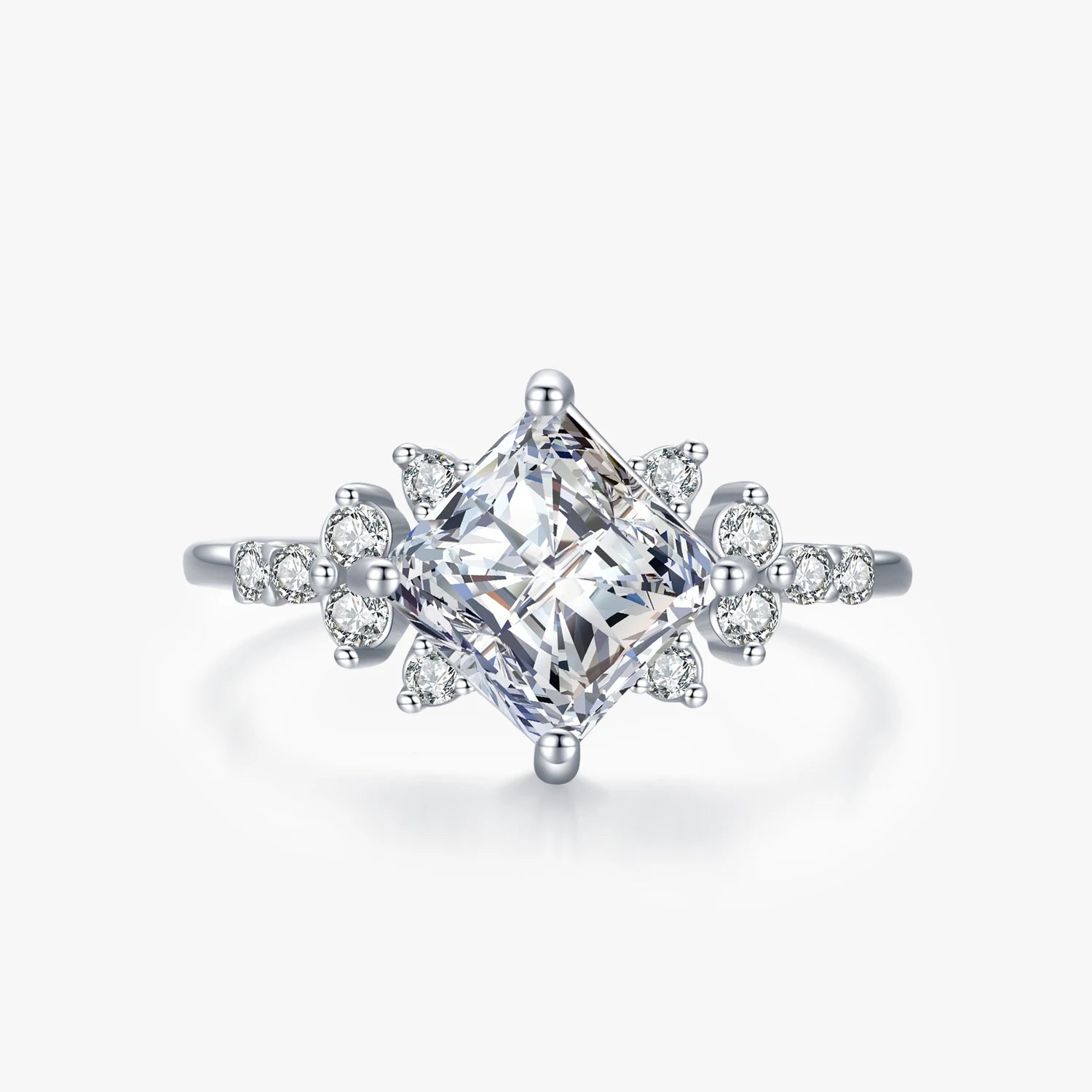 Ailmay Real 925 Sterling Silver Elegant Romantic Princess Square AAAAA Dazzling CZ Rings for Women Luxury Wedding Jewelry Gift