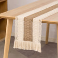 Best Quality Cotton Linen Cheesecloth Burlap Handmade Table Runner With Macrame