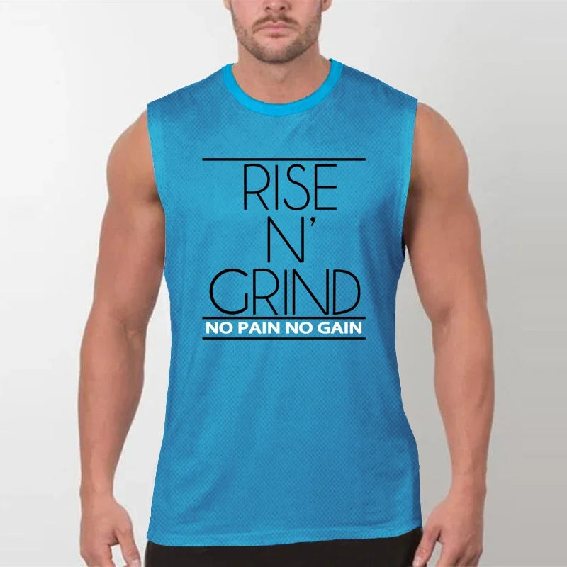 New Fashion Men's Casual Sports Tank Tops Summer Bodybuilding Sleeveless Shirts Fitness Muscle Vest Mesh O-neck Gym Clothing