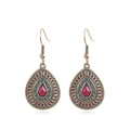 Fashion Jewelry Bohemian Women Earrings Ethnic Style Vintage Drop-shaped Alloy Enamel Acrylic Gem Earrings Jewelry