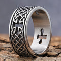 Stainless Steel Celtic Viking Hollow Cross Knot Band Ring Fashion Titanium Steel Jewelry Men's Ring