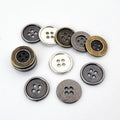 Custom logo Gunmetal Sewing Buttons  Vintage Four-hole Alloy Buttons for Clothes