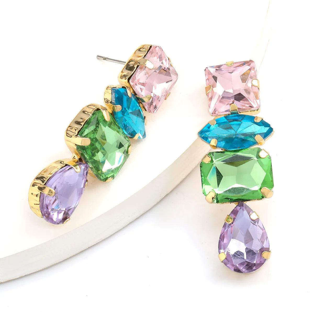 JLE11695 Wholesale Fashion Custom Glass Teardrop Earrings Women Crystal Stud Earrings Jewelry