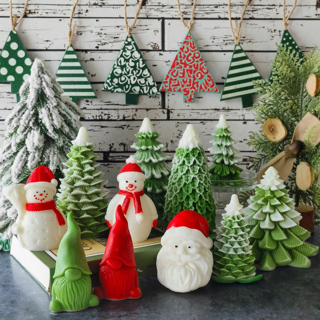 3D Christmas Tree Aromatherapy Candle Mold Creative Diy Christmas Tree Cake Decoration Silicone Mold