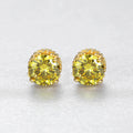 CZCITY 925 Sterling Silver Jewelry Women and Mens Diamond Yellow CZ Crystal Diamond Stud Earrings