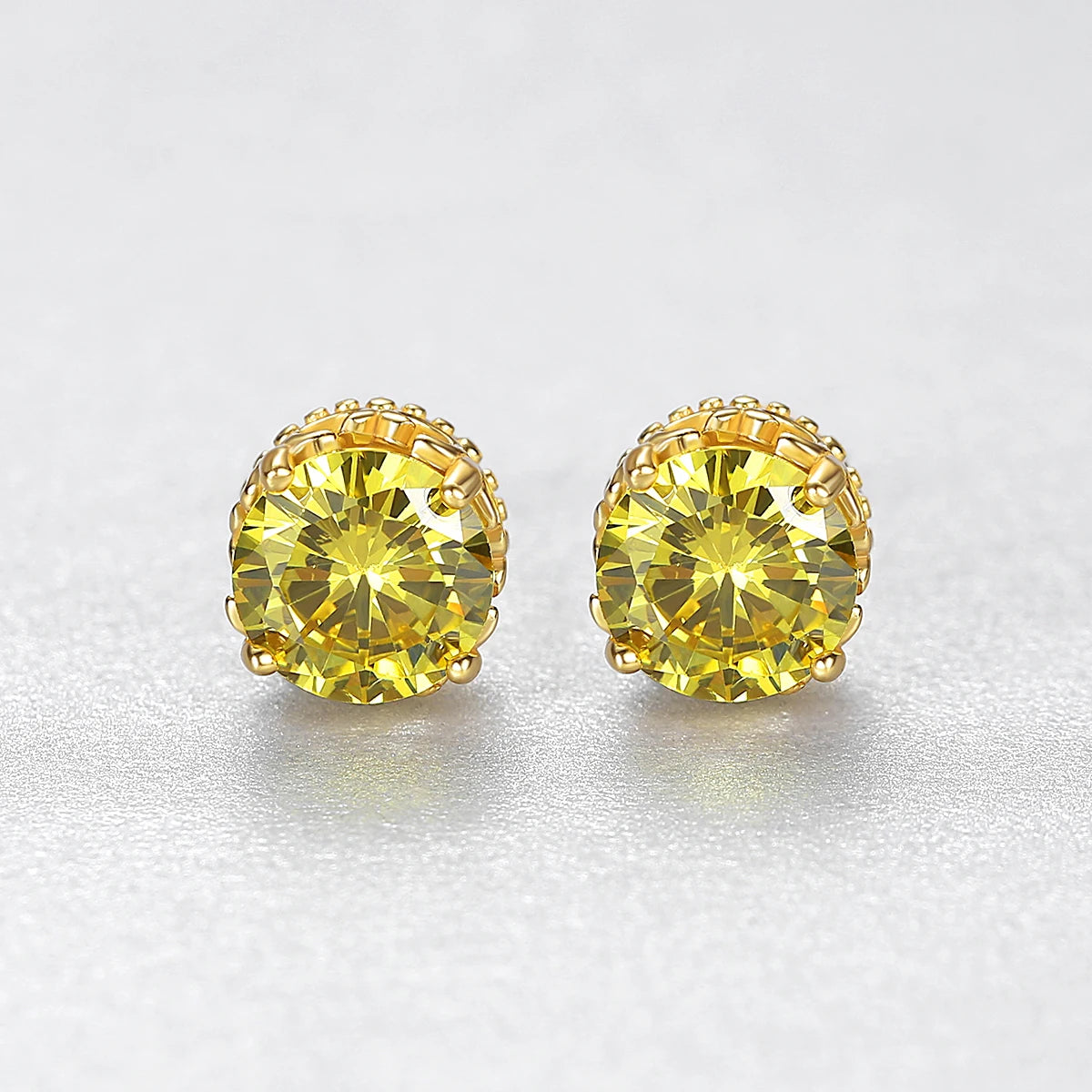 CZCITY 925 Sterling Silver Jewelry Women and Mens Diamond Yellow CZ Crystal Diamond Stud Earrings