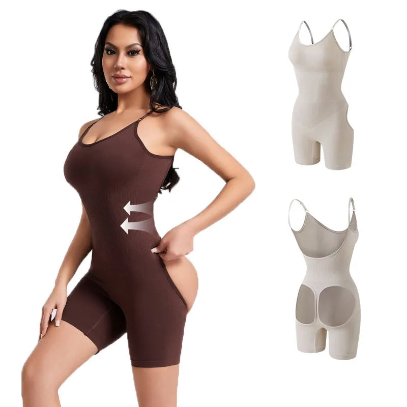 Hip Hollow Out Tummy Control Bodysuit Butt Lifter Mid Thigh Seamless Body Shaper Shorts