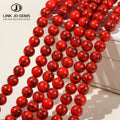 JD GEMS 4/6/8/10/12mm Semi Precious Gemstone Natural Synthetic Red Turquoises Beads Round Loose Stone Beads for Jewelry Making