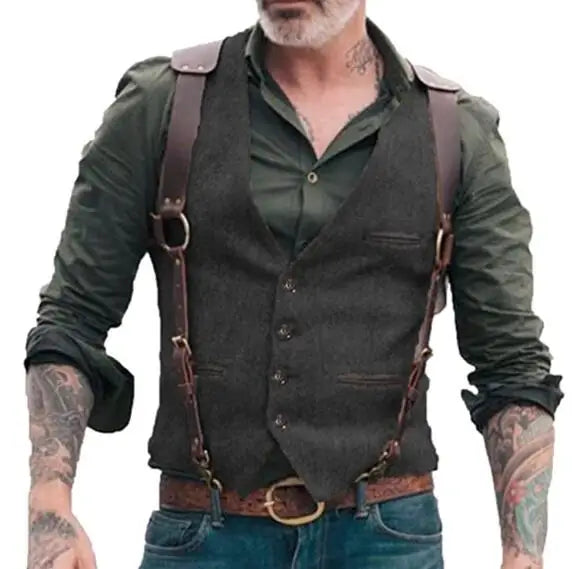 Black Brown Gray Men Waistcoat Suits Casual Man Wedding Banquet Business Formal Custom Patchwork Vest Blazer