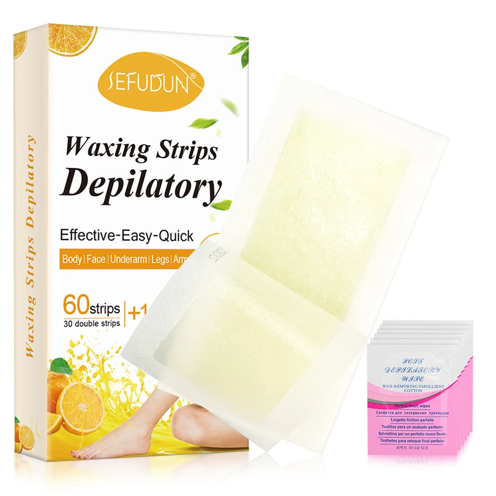 SEFUDUN Cold Wax Strip Paperprivate Label Reusable Wholesale Hair Removal Upper Lip Eyebrow Facial Wax Stripswax Strip