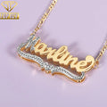 Double Plated Initial Custom Cartoon Name Necklaces Gold Plated Personalized Custom Nameplate Necklace MegaBDM