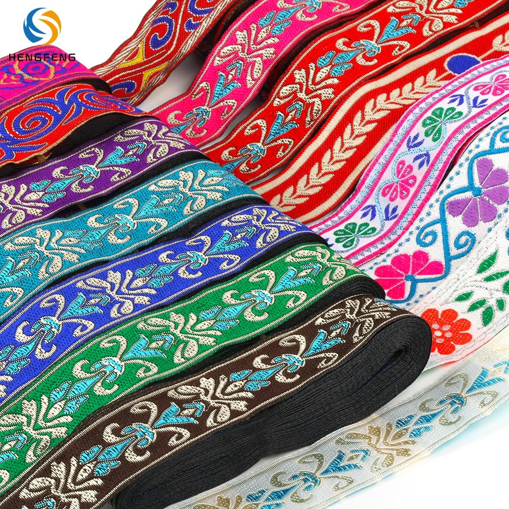 Wholesale Custom Ethnic Jacquard Twill Ribbon Webbing Eco-Friendly 33mm Durable Polyester/Nylon Material Unique Pattern for