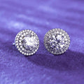 11MM Men's Double Halo Cluster Stud Earrings GRA D Color Bling Moissanite with 925 Sterling Silver Passes Diamond Tester
