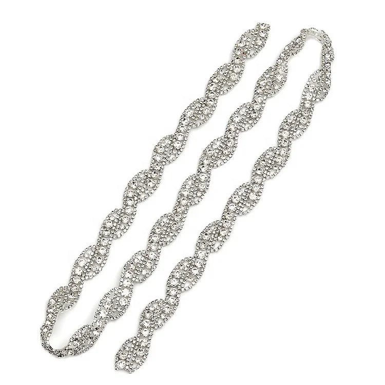 High Quality 91cm*1.5cm Wedding Accessories Sew-On Bridal Sash Belt with Loose Rhinestones Drill Rhinestone Chain Welding