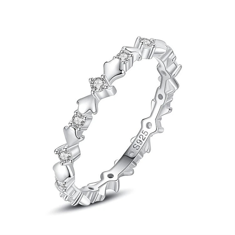 New Trendy 925 Sterling Silver Micro Inlay Diamond Index Finger Row Ring for Women