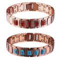 Customizable Engravable Lucky Geometry Agate Gem Stones Chain Bracelets Natural Stones Copper Magnetic Bracelet Health Couple