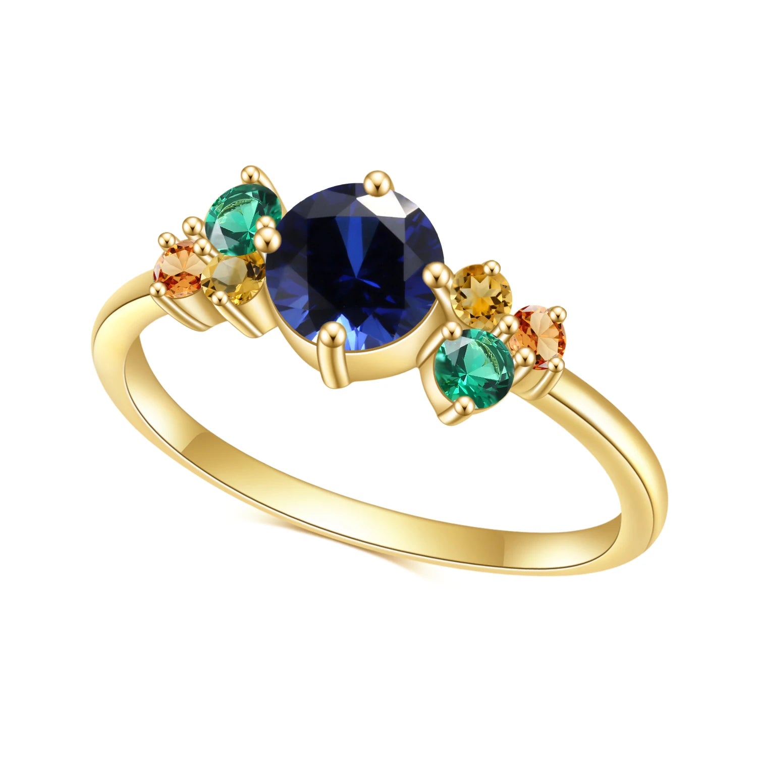 OL0998 Abiding Jewelry Manufacturer 925 Sterling Silver Round 6mm Nano Tourmaline Multi Colorful Cheap Gemstone Ring