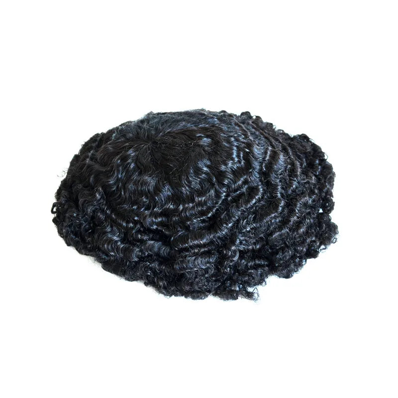 10 mm Afro Wave Curly Natural Human Remy Hair Fine Mono Lace Men Toupee With Quick Delivery