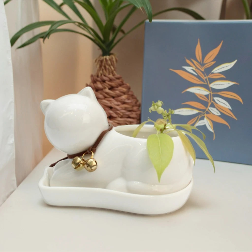 Modern Cartoon Cat-Shaped Succulent Planter Cute Animal Flower Pot Decor for Home Office Desk or Shopping Mall Style Chinese
