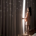 Custom Wholesale Designs Lovely Ins Double-layer Light Luxury Lace Star Blackout Curtain No-punching Bedroom Home Decor Curtains