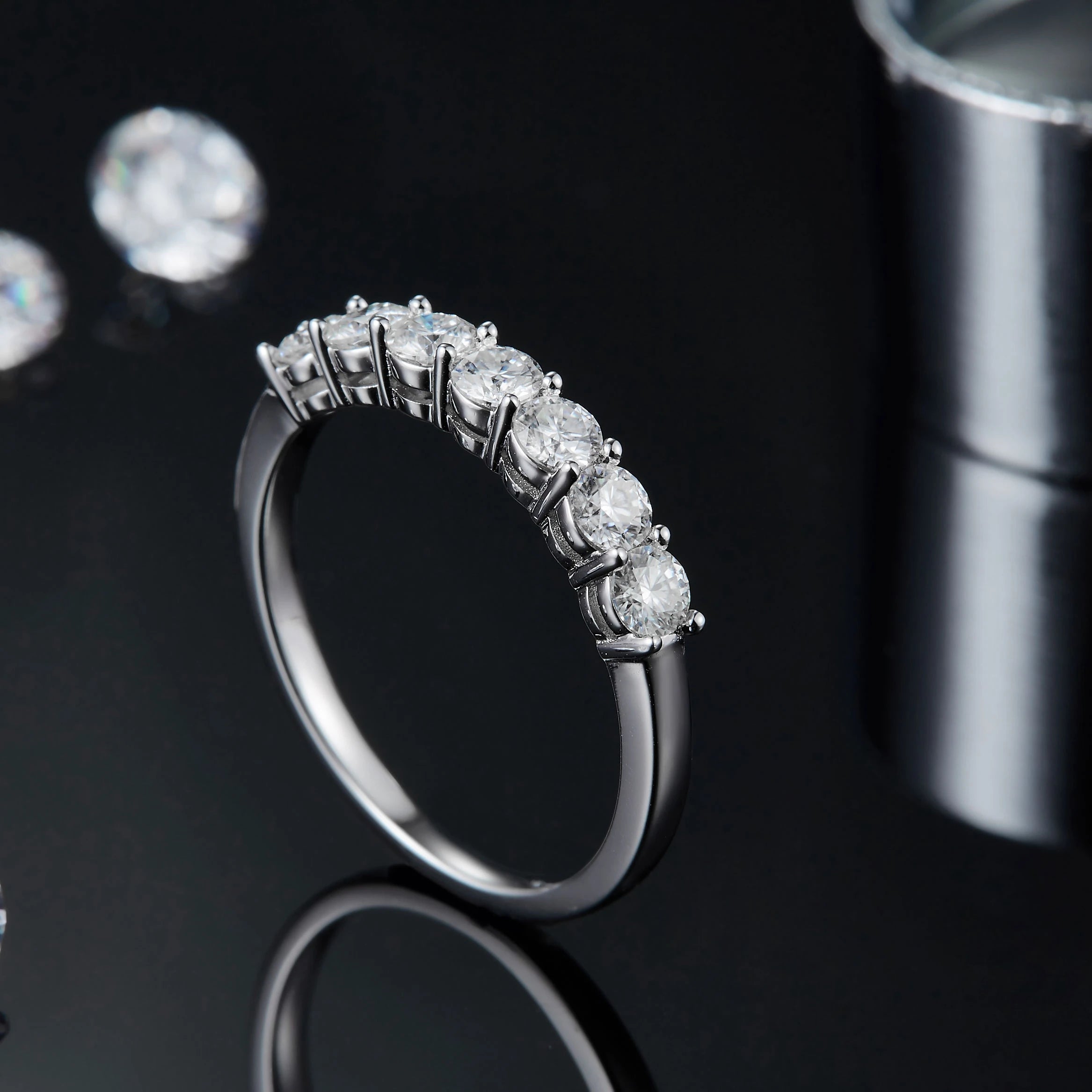 Abiding Jewelry Wholesale 925 Silver Jewellery D Color Vvs Moissanite Diamond Moissanite Eternity Ring