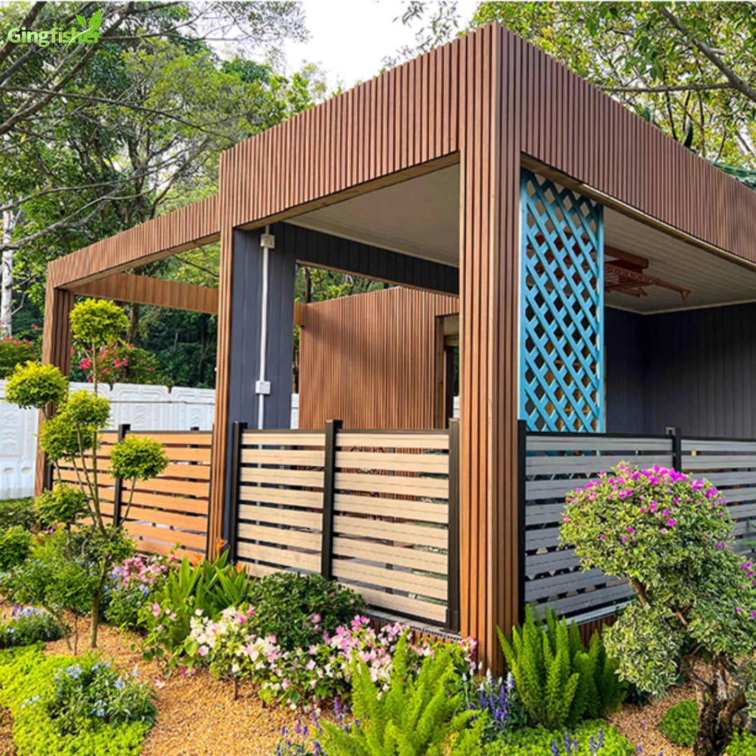 6 Feet High Decorative Privacy Horizontal Wood Plastic Composite Fence Board 8x8 Garden Fence Panels with 3D Modeling Service