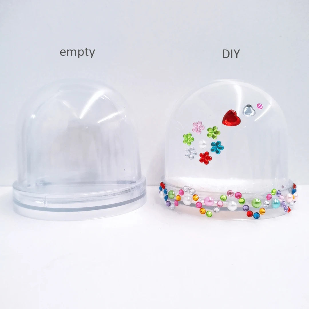 New Design 9*9*8.5cm DIY Craft Kits Empty Snow Globe Picture Frame Diamond Sticker Made PS Plastic Glitter Separate Packing