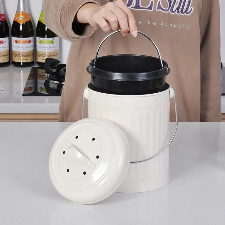 Kitchen Food Waste Compost Bin Stainless Steel Carbon Fiber Bin for Waste